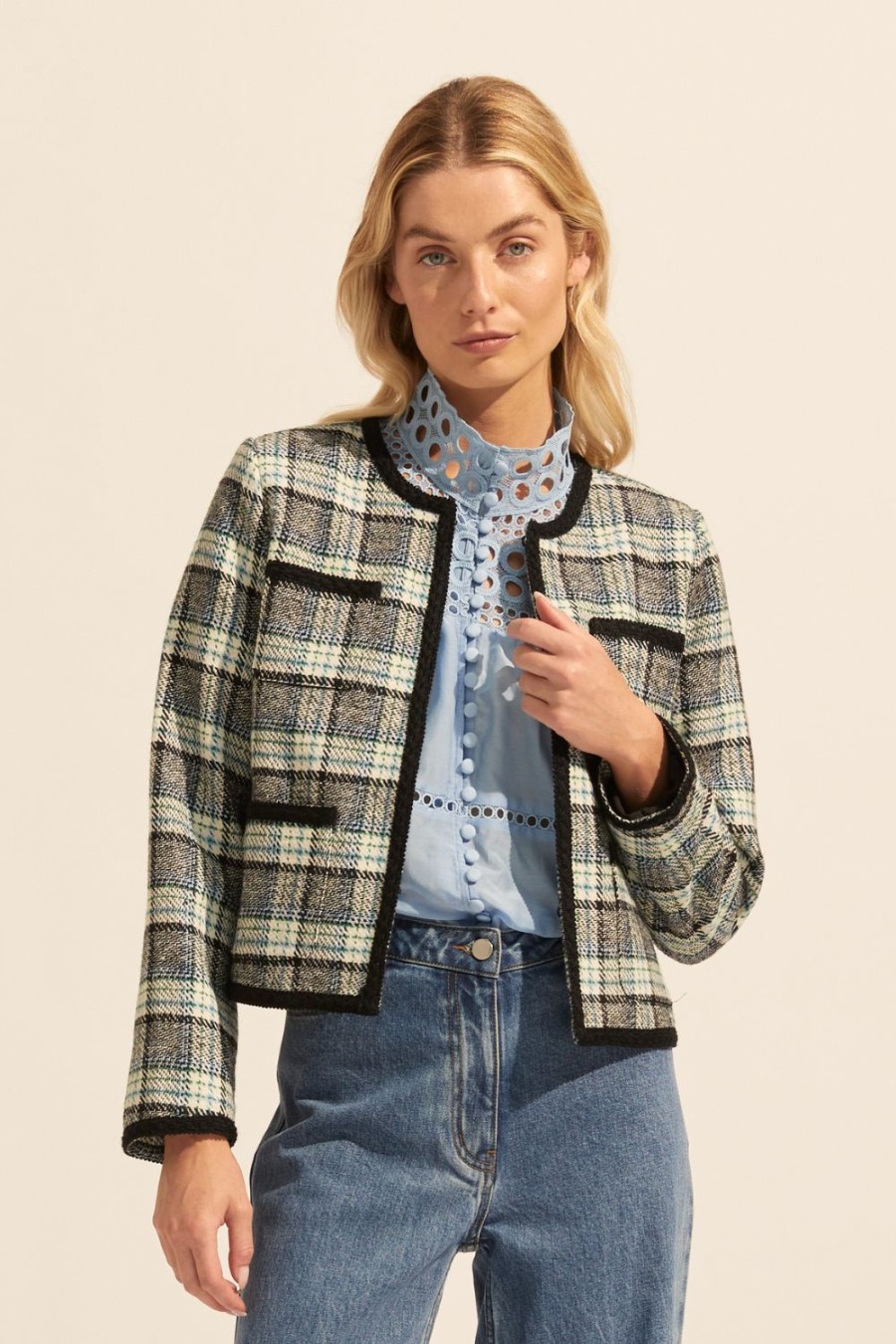 Zoe Kratzmann Patron Jacket-Green Check Jackets