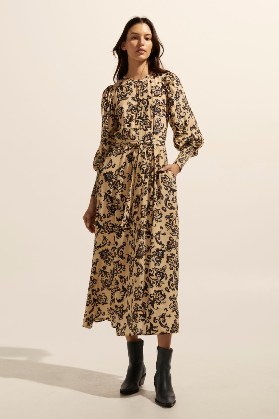 Zoe Kratzmann Tangent Dress-Ochre Floral Dresses