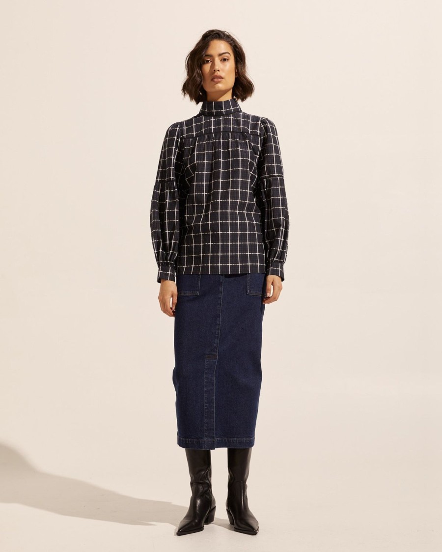 Zoe Kratzmann Pace Top-Black Check Tops