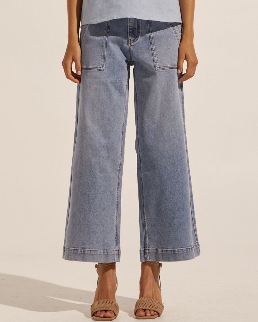 Zoe Kratzmann Rogue Jean-Washed Denim Bottoms