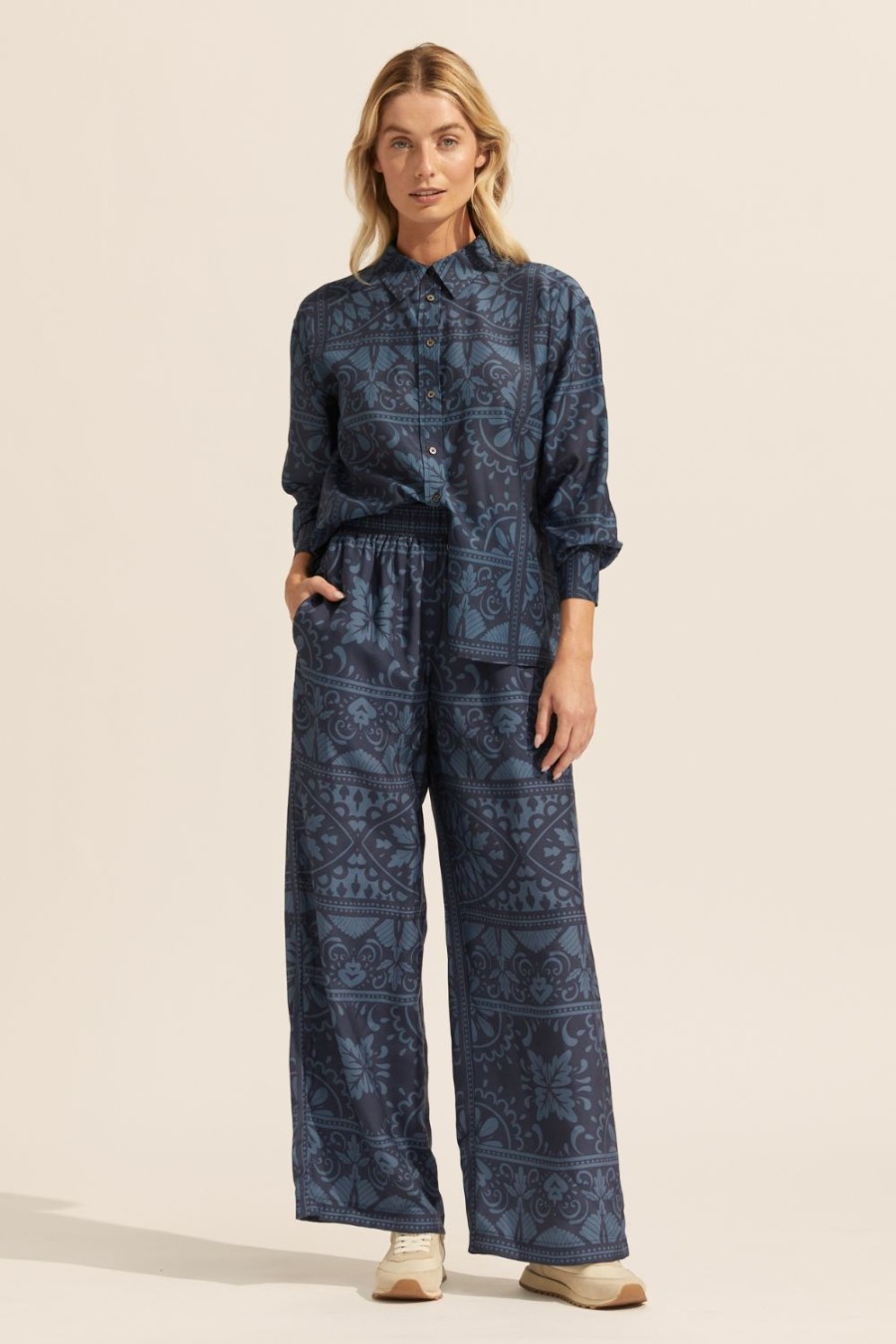 Zoe Kratzmann Breeze Pant-Indigo Mosaic Bottoms