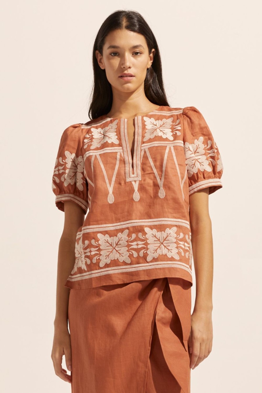 Zoe Kratzmann Venture Top-Ginger Embroid Tops