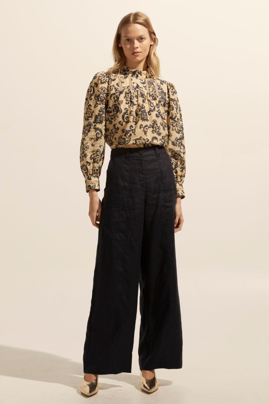 Zoe Kratzmann Faze Top-Ochre Floral Tops