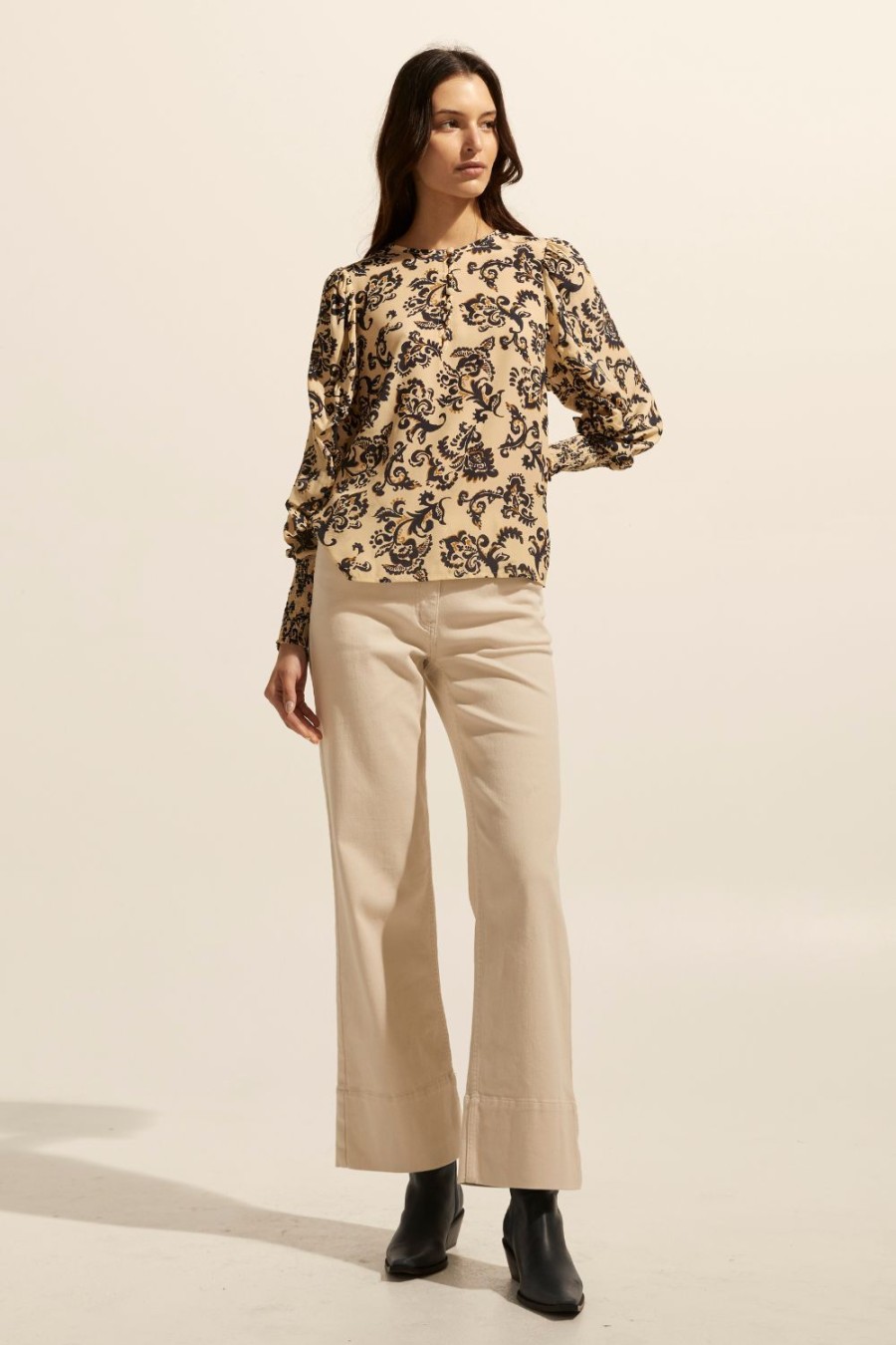 Zoe Kratzmann Beam Top-Ochre Floral Tops