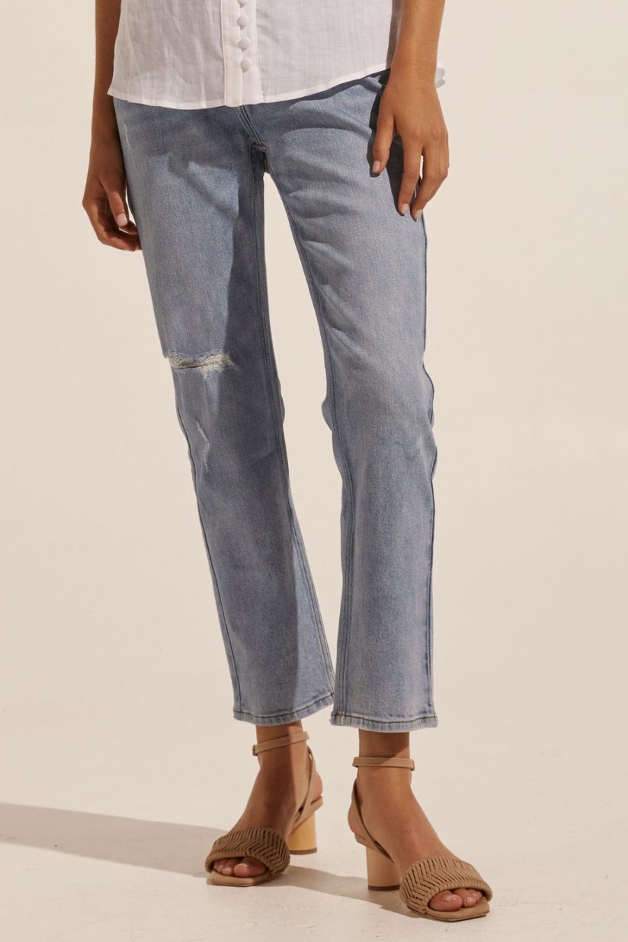 Zoe Kratzmann React Jean-Distressed Denim Bottoms