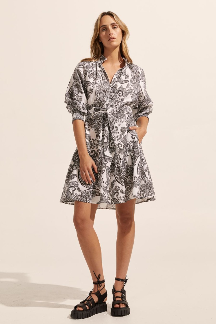 Zoe Kratzmann Cater Dress-Black Paisley Dresses