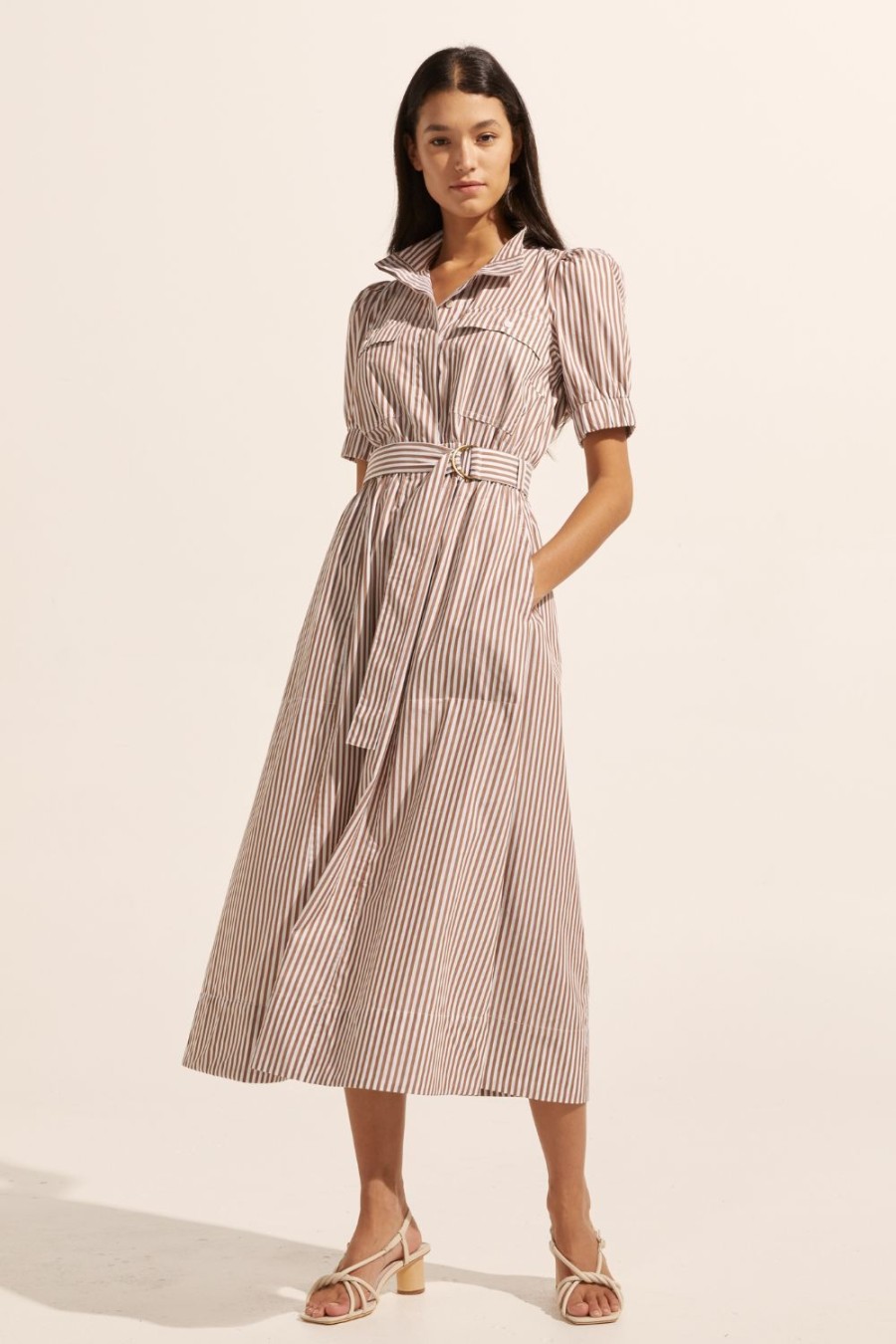 Zoe Kratzmann Starling Dress-Mocha Stripe Dresses