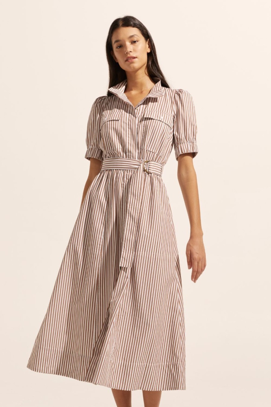 Zoe Kratzmann Starling Dress-Mocha Stripe Dresses