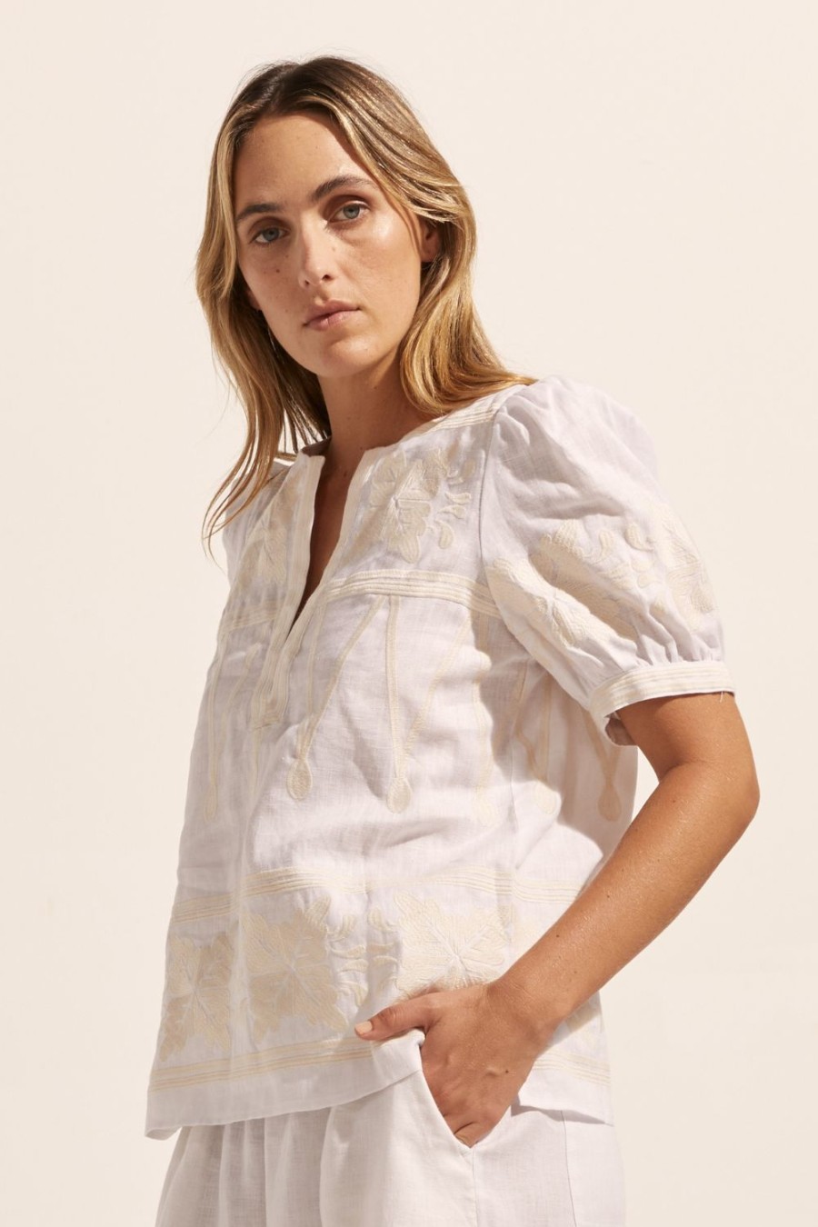 Zoe Kratzmann Venture Top-Porcelain Embroid Tops