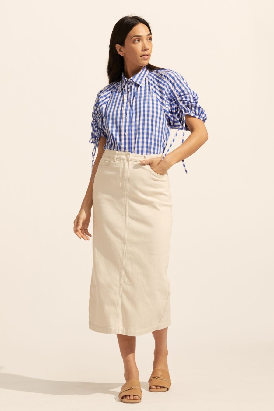 Zoe Kratzmann Bond Top-Azure Gingham Check Tops