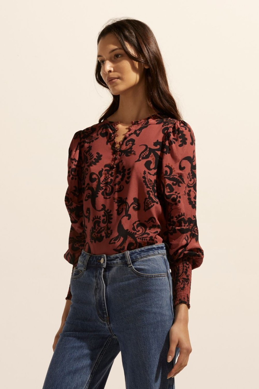 Zoe Kratzmann Beam Top-Clay Floral Tops