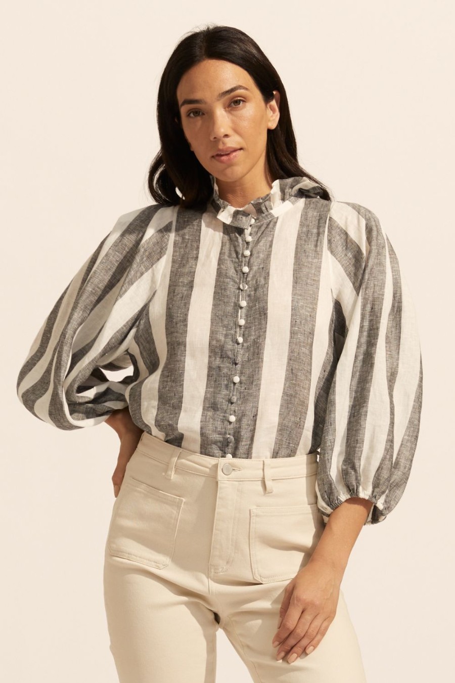 Zoe Kratzmann Grant Top-Black Wide Stripe Tops