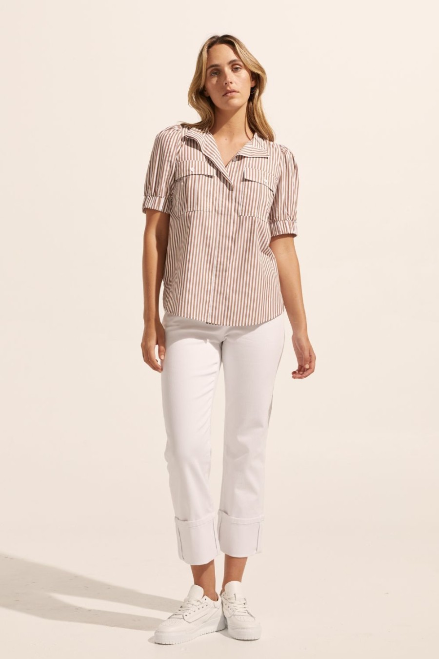 Zoe Kratzmann Allot Top-Mocha Stripe Tops