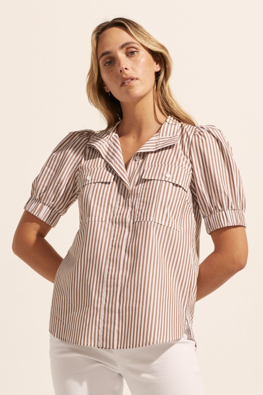 Zoe Kratzmann Allot Top-Mocha Stripe Tops