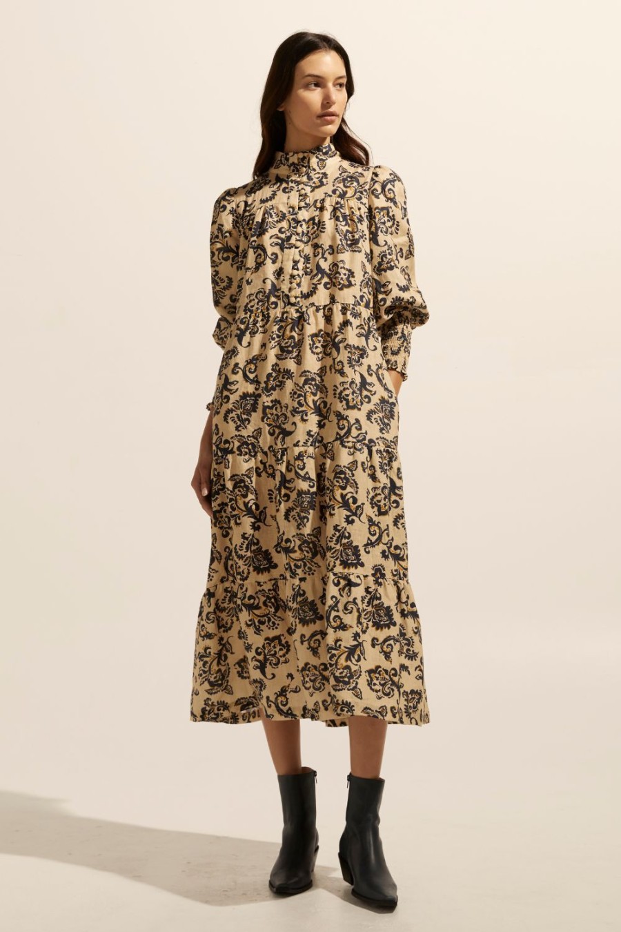 Zoe Kratzmann Recruit Dress-Ochre Floral Dresses