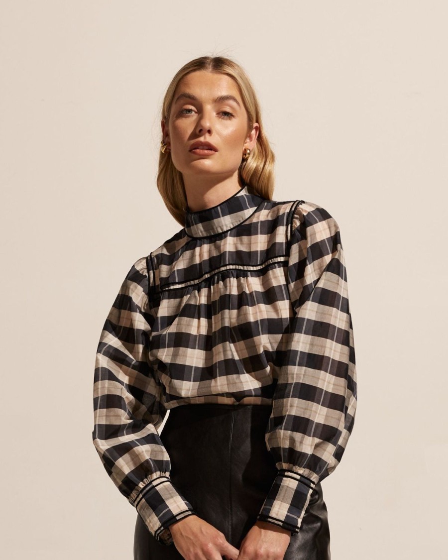 Zoe Kratzmann Horizen Top-Black/Ecru Check Tops