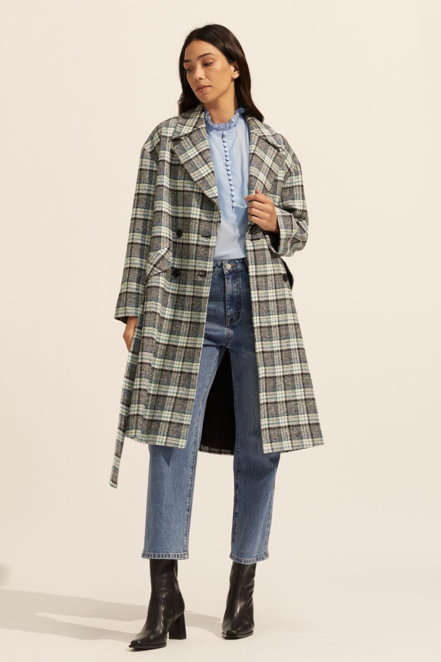 Zoe Kratzmann Pillar Coat-Green Check Coats