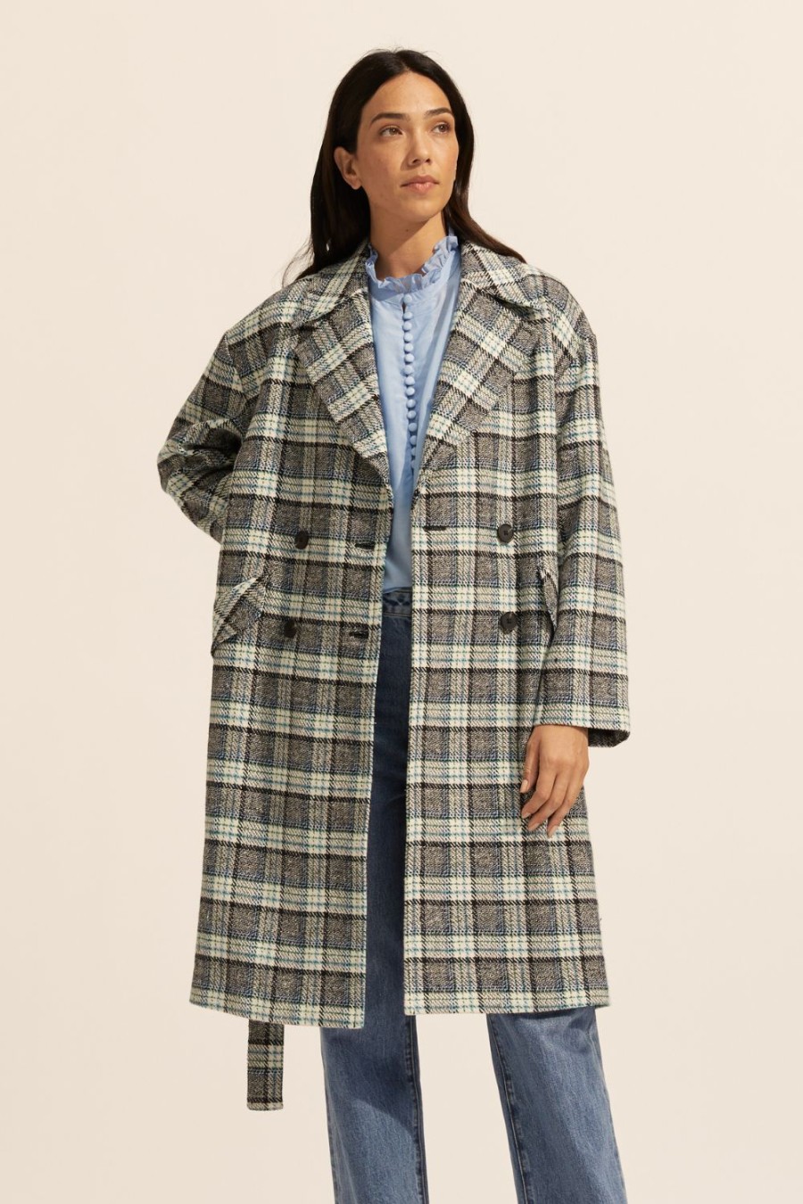 Zoe Kratzmann Pillar Coat-Green Check Coats