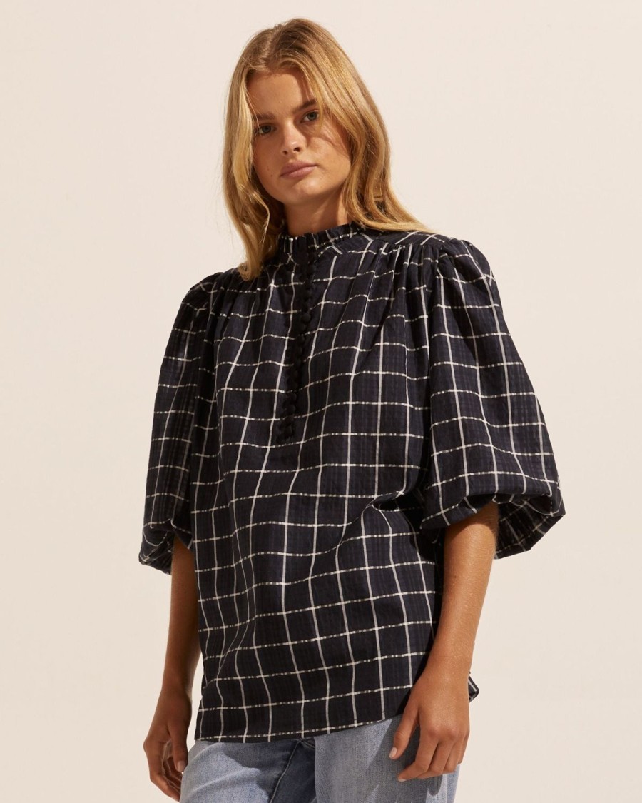 Zoe Kratzmann Lilt Top-Black Check Tops