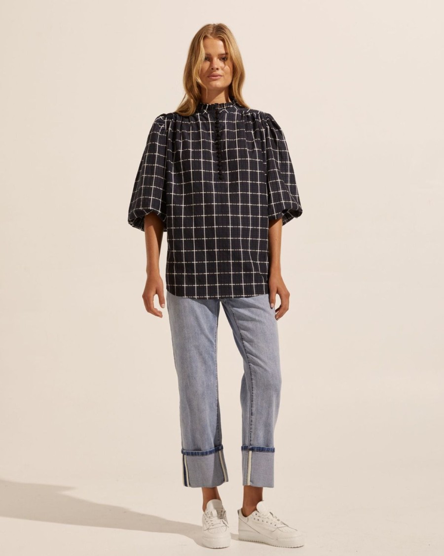 Zoe Kratzmann Lilt Top-Black Check Tops