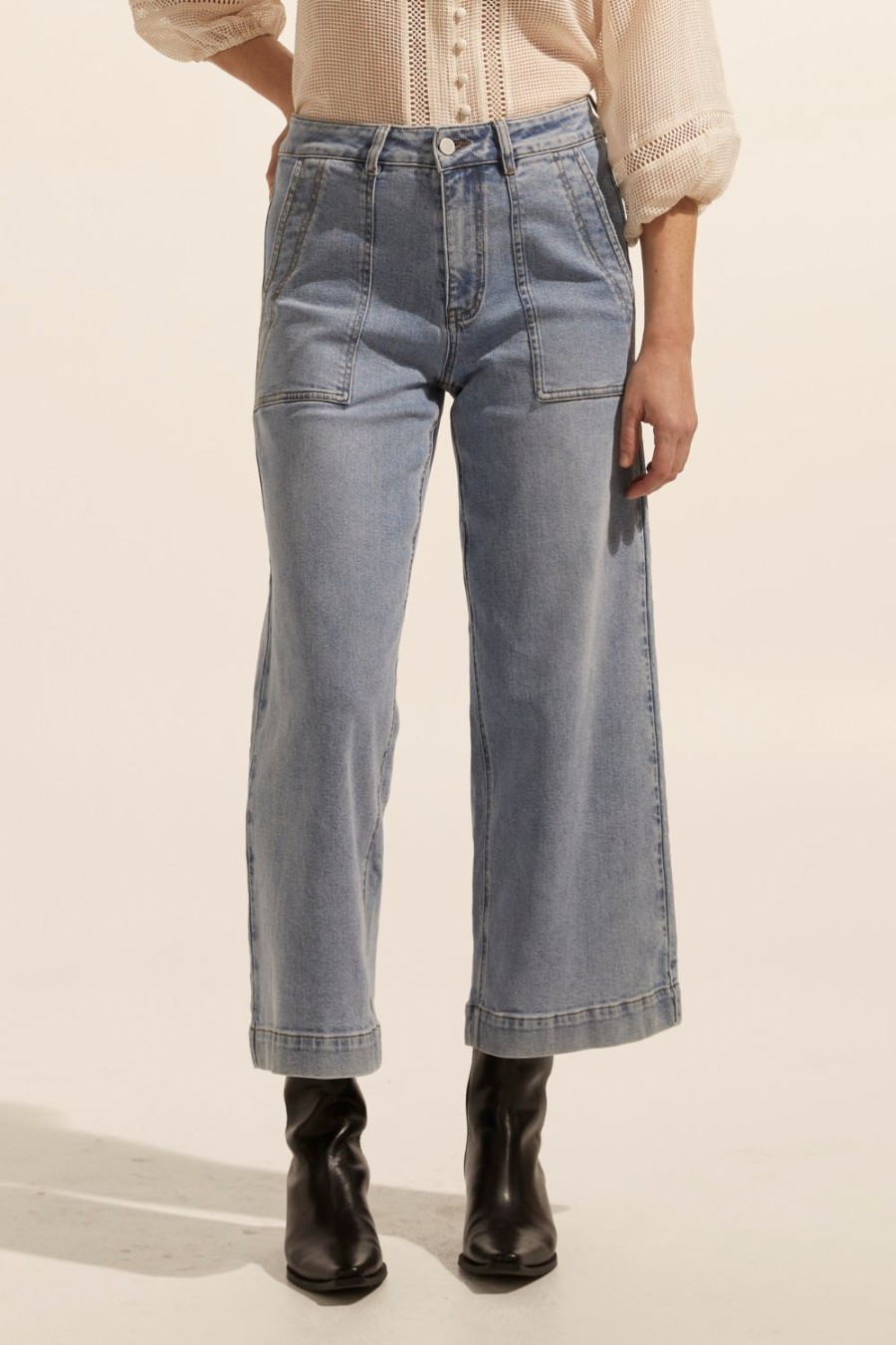 Zoe Kratzmann Rogue Jean-Washed Denim Bottoms