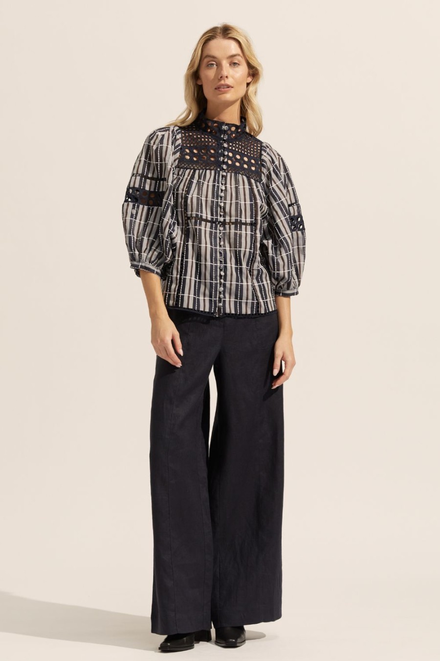 Zoe Kratzmann Dedicate Top-Indigo Check Tops