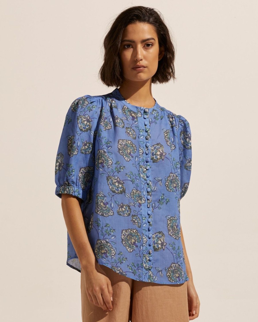 Zoe Kratzmann Virtue Top-Azure Botanic Tops