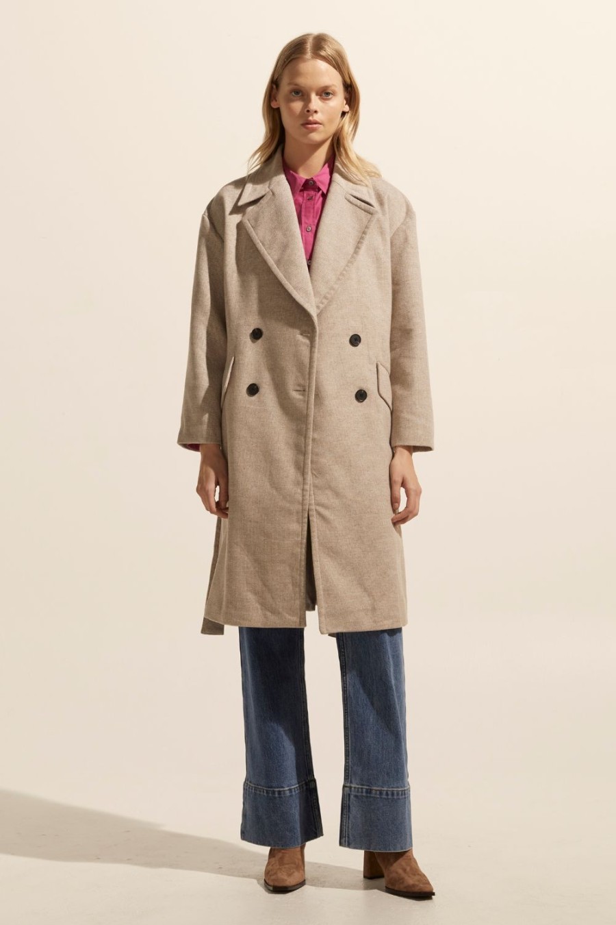 Zoe Kratzmann Pillar Coat-Stone Mini Check Coats