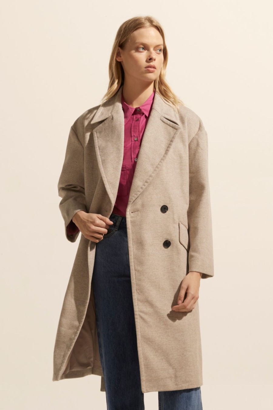 Zoe Kratzmann Pillar Coat-Stone Mini Check Coats