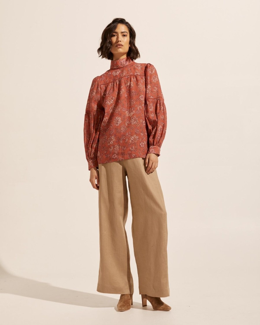 Zoe Kratzmann Pace Top-Rust Paisley Tops