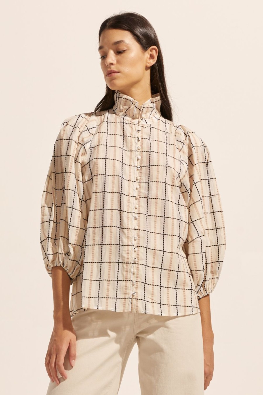 Zoe Kratzmann Grant Top-Ivory Check Tops