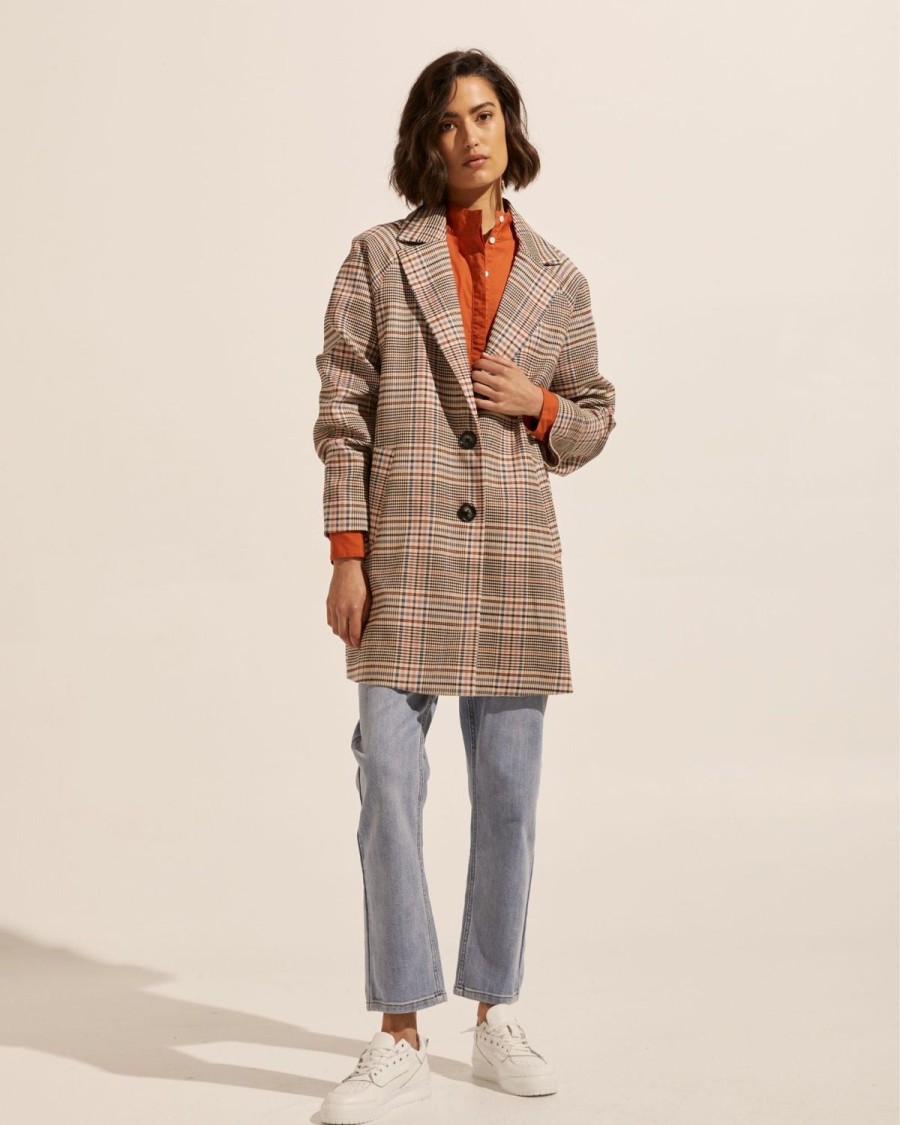 Zoe Kratzmann Transit Coat-Musk Check Coats