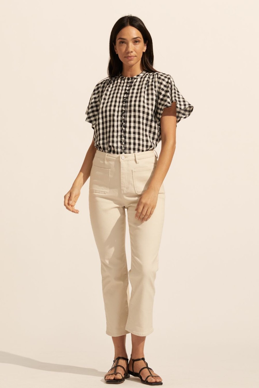 Zoe Kratzmann Essence Top-Black Check Tops