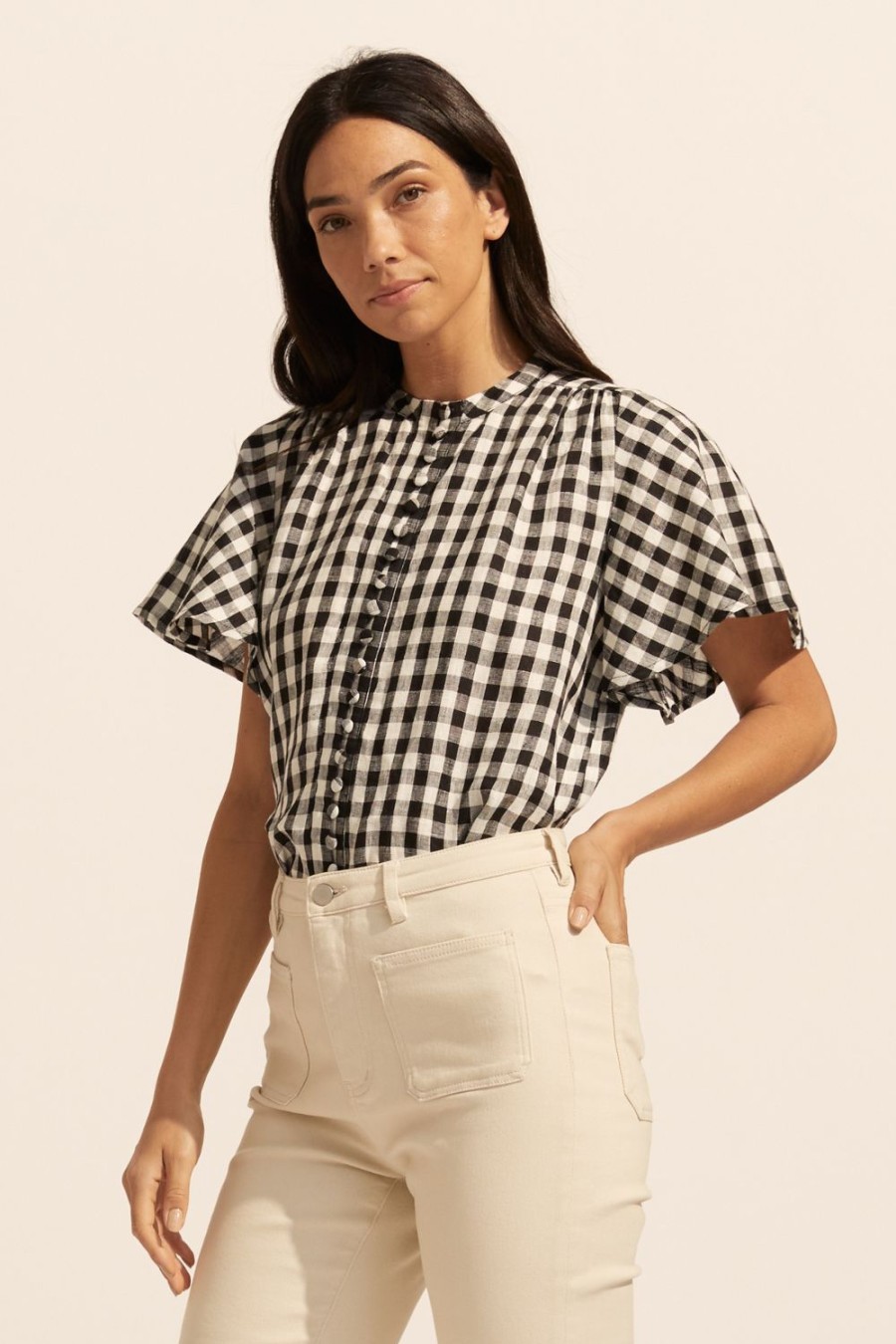 Zoe Kratzmann Essence Top-Black Check Tops